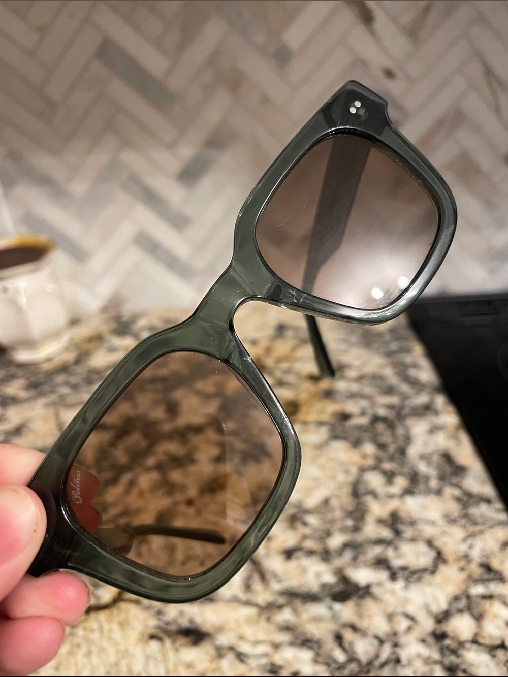 Politics Acadian Green Sunglasses - Classic Transparent Frame - Picture 9 of 10